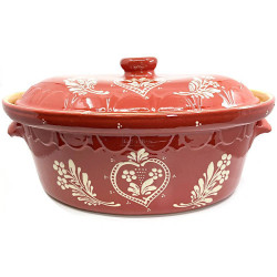 Grande Terrine à Baeckeoffe Soufflenheim rouge Coeur 47 cm