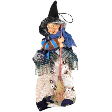 Multi-coloured blue Alsatian witch with 32 cm shopping bag