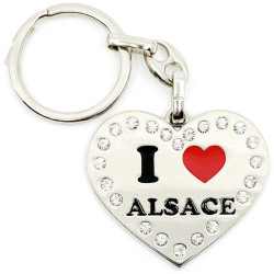 Porte Clé Coeur Brillant Alsace et Strass