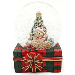 Large Snow Globe with Fir and Teddy Bear decor