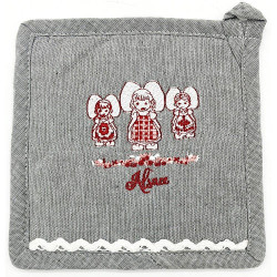 Kitchen Potholder embroidered with the 3 Alsatians