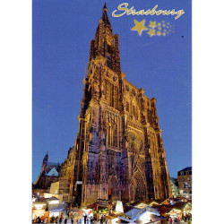 Postcard Christmas Market at Strasbourg Cathedral